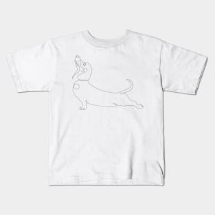 One Line Dachshund Upward Facing Dog Kids T-Shirt